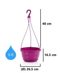 Omnipazar SO-SM03 Safir Makrome Askılı Balkon Saksı 6 lt Vişne 6 Adet