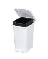 Omnipazar ELF-İ342 Slim Pedallı Plastik Çöp Kovası İç Kovalı 25 lt Beyaz