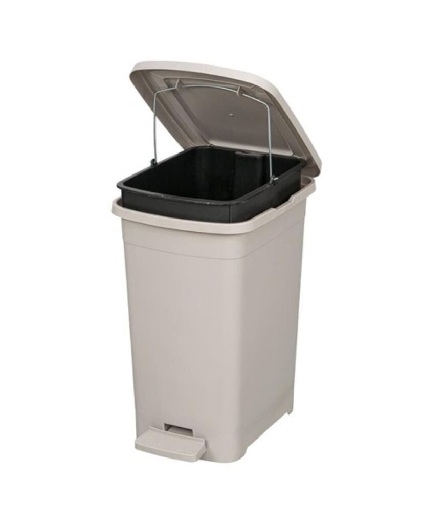 Omnipazar ELF-İ342 Slim Pedallı Plastik Çöp Kovası İç Kovalı 25 lt Gri