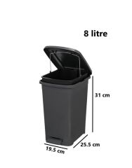 Omnipazar ELF-İ344 Slim Pedallı Plastik Çöp Kovası İç Kovalı 8 lt