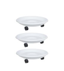 Omnipazar SO-TT01 Tekerlekli Saksı Tabağı No 1 Beyaz 3 Adet