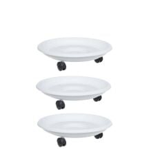 Omnipazar SO-TT01 Tekerlekli Saksı Tabağı No 1 Beyaz 3 Adet