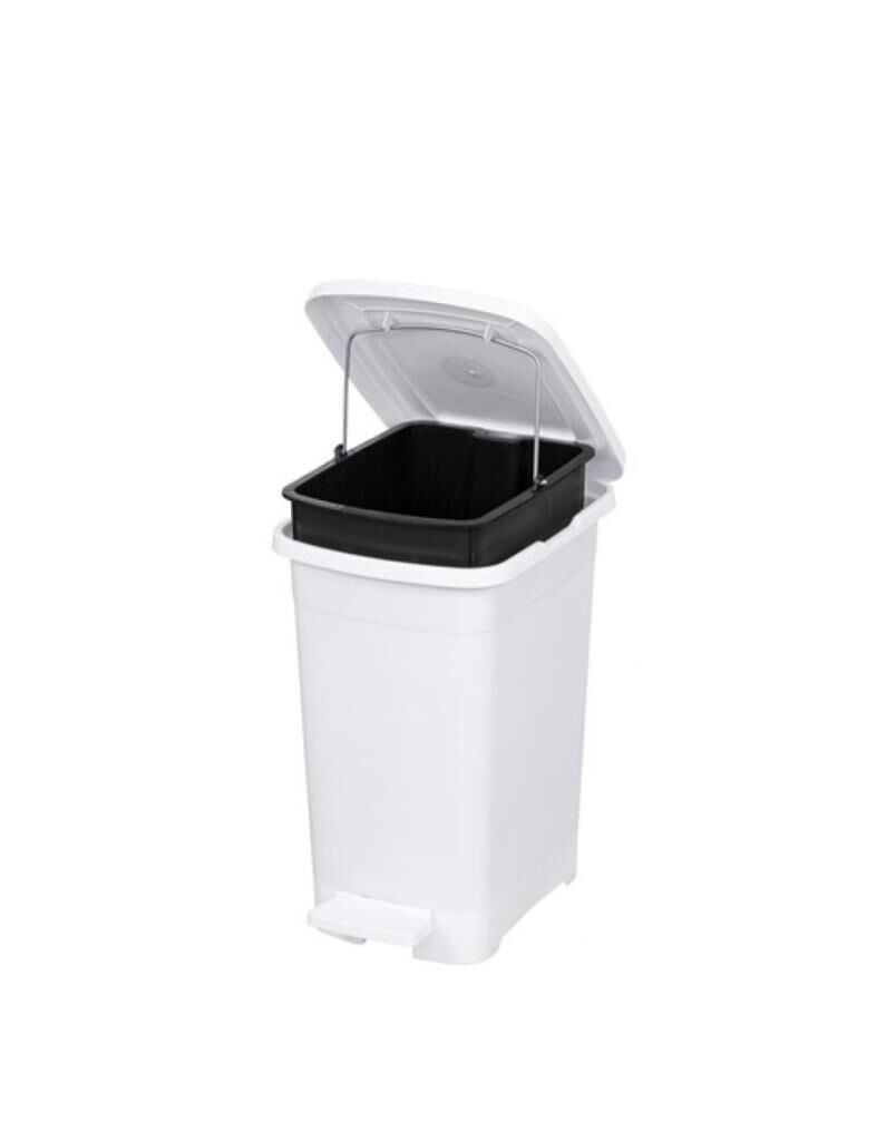 Omnipazar ELF-İ344 Slim Pedallı Plastik Çöp Kovası İç Kovalı 8 lt Beyaz