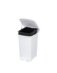 Omnipazar ELF-İ344 Slim Pedallı Plastik Çöp Kovası İç Kovalı 8 lt Beyaz