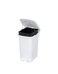 Omnipazar ELF-İ344 Slim Pedallı Plastik Çöp Kovası İç Kovalı 8 lt Beyaz
