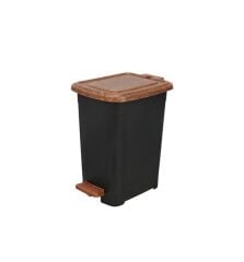 Omnipazar ELF-W344 8 lt Ahşap Desenli Slim Pedallı Plastik Çöp Kovası İç Kovasız
