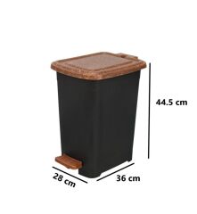 Omnipazar ELF-W342 25 lt Ahşap Desenli Slim Pedallı Plastik Çöp Kovası İç Kovasız