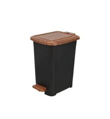 Omnipazar ELF-W343 15 litre Ahşap Desenli Slim Plastik Pedallı Çöp Kovası İç Kovasız