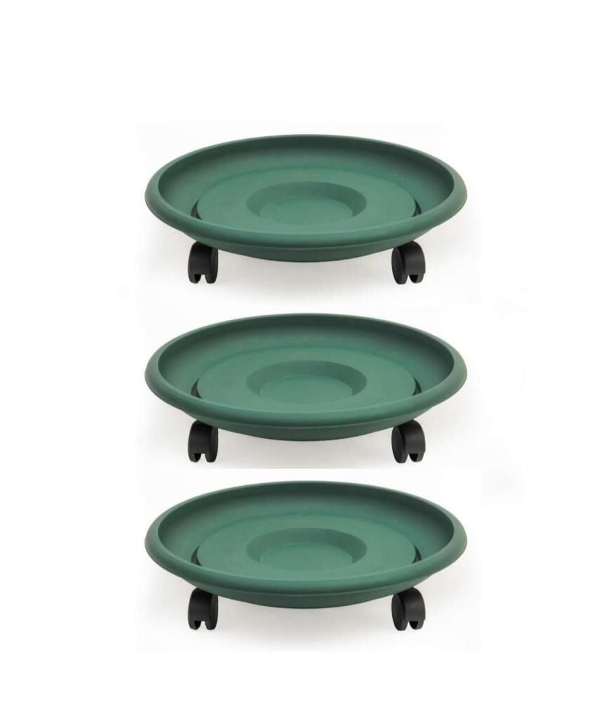 Omnipazar SO-TT02 Tekerlekli Saksı Tabağı No 2 Yeşil 3 Adet