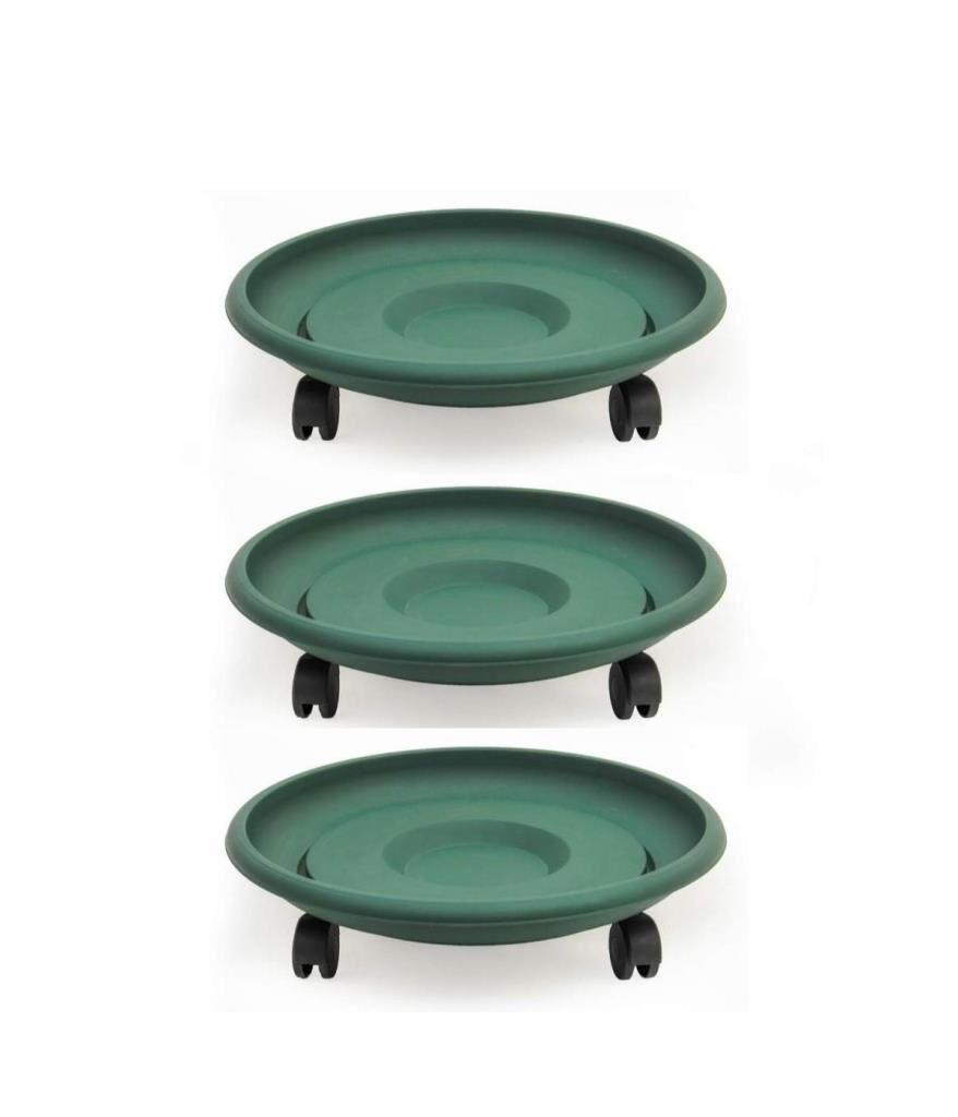 Omnipazar SO-TT02 Tekerlekli Saksı Tabağı No 2 Yeşil 3 Adet