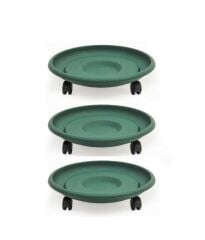 Omnipazar SO-TT02 Tekerlekli Saksı Tabağı No 2 Yeşil 3 Adet