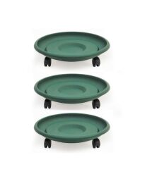 Omnipazar SO-TT02 Tekerlekli Saksı Tabağı No 2 Yeşil 3 Adet