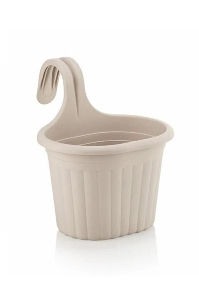 Omnipazar SO-TOM1 Tombik Askılı Balkon Saksı 3 Litre No 1 Kirli Beyaz (113)