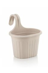 Omnipazar SO-TOM1 Tombik Askılı Balkon Saksı 3 Litre No 1 Kirli Beyaz (113)