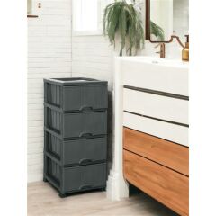 Omnipazar ELF-N293 Nostalji Plastik Mutfak Komidin Sebzelik 4 Katlı