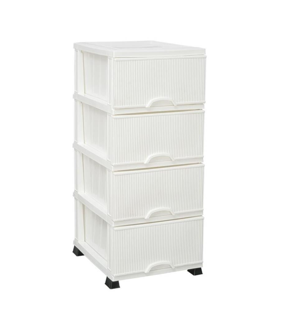 Omnipazar ELF-N293 Nostalji Plastik Mutfak Komidin Sebzelik 4 Katlı Beyaz