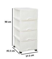 Omnipazar ELF-N293 Nostalji Plastik Mutfak Komidin Sebzelik 4 Katlı Beyaz