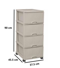 Omnipazar ELF-N293 Nostalji Plastik Mutfak Komidin Sebzelik 4 Katlı Gri