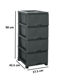 Omnipazar ELF-N293 Nostalji Plastik Mutfak Komidin Sebzelik 4 Katlı Antrasit (116)