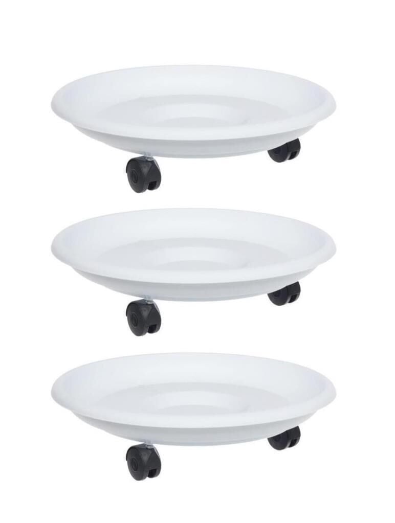 Omnipazar SO-TT03 Tekerlekli Saksı Tabağı No 3 Beyaz 3 Adet