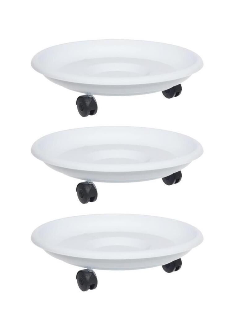 Omnipazar SO-TT03 Tekerlekli Saksı Tabağı No 3 Beyaz 3 Adet