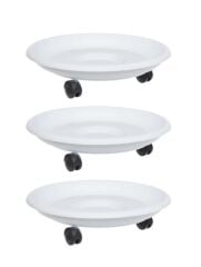 Omnipazar SO-TT03 Tekerlekli Saksı Tabağı No 3 Beyaz 3 Adet