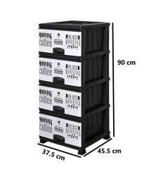 Omnipazar ELF-N298 Beyaz Coffee Desenli Plastik Mutfak Komidin Sebzelik 4 Katlı