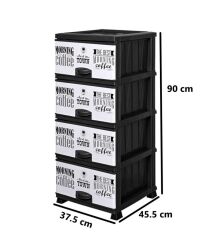 Omnipazar ELF-N298 Beyaz Coffee Desenli Plastik Mutfak Komidin Sebzelik 4 Katlı