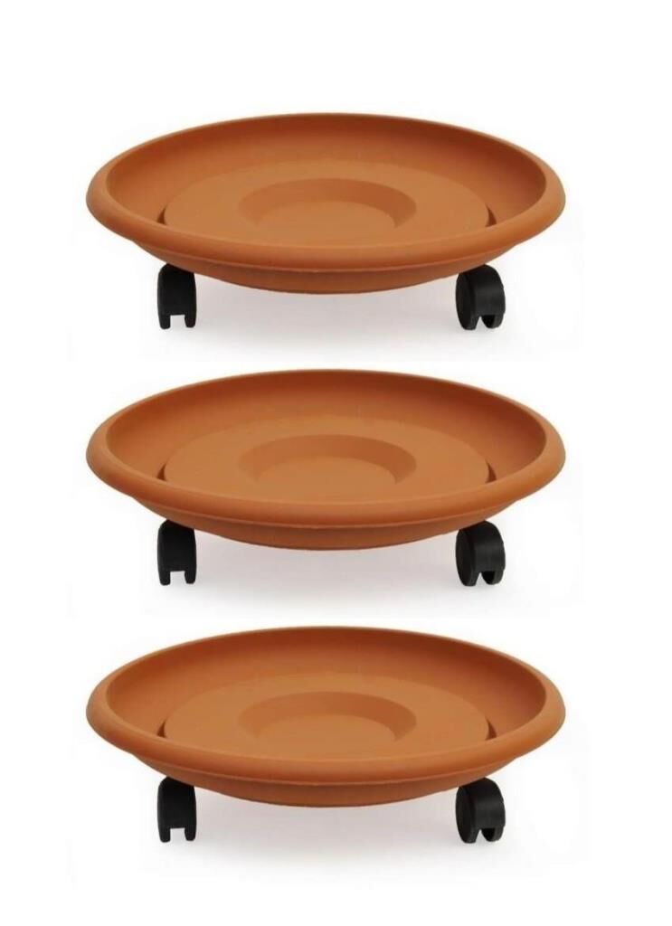 Omnipazar SO-TT03 Tekerlekli Saksı Tabağı No 3 Kiremit 3 Adet