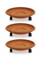 Omnipazar SO-TT03 Tekerlekli Saksı Tabağı No 3 Kiremit 3 Adet