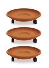 Omnipazar SO-TT03 Tekerlekli Saksı Tabağı No 3 Kiremit 3 Adet