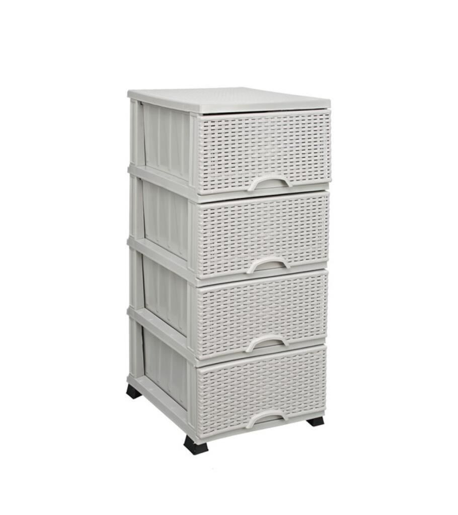 Omnipazar ELF-296 Hasır Desen Plastik Mutfak Komidin Sebzelik 4 Katlı