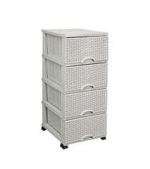 Omnipazar ELF-296 Hasır Desen Plastik Mutfak Komidin Sebzelik 4 Katlı