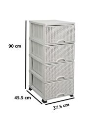 Omnipazar ELF-296 Hasır Desen Plastik Mutfak Komidin Sebzelik 4 Katlı