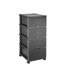 Omnipazar ELF-296 Hasır Desen Plastik Mutfak Komidin Sebzelik 4 Katlı