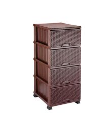 Omnipazar ELF-296 Hasır Desen Plastik Mutfak Komidin Sebzelik 4 Katlı