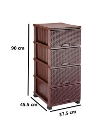 Omnipazar ELF-296 Hasır Desen Plastik Mutfak Komidin Sebzelik 4 Katlı