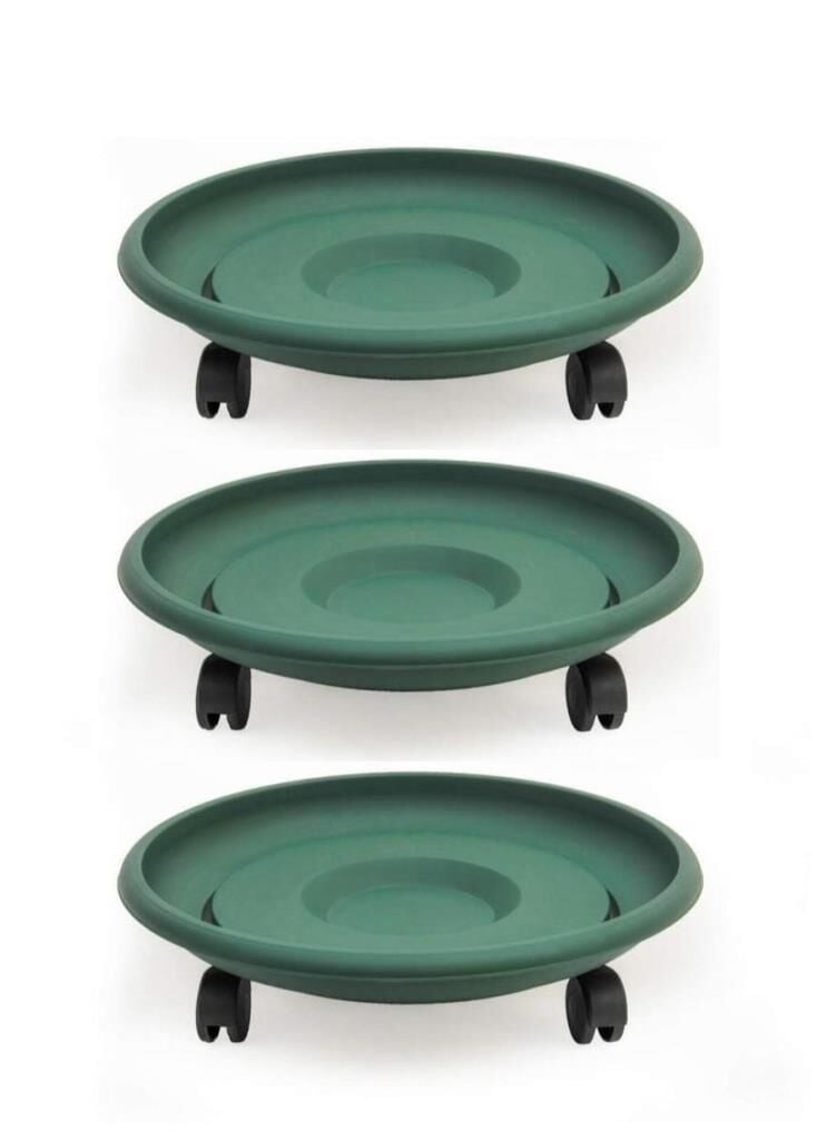 Omnipazar SO-TT03 Tekerlekli Saksı Tabağı No 3 Yeşil 3 Adet