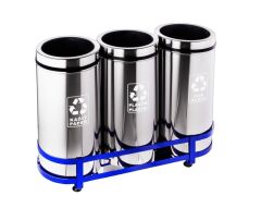 Omnisoft PLX 3561-5 Geri Dönüşüm Paslanmaz Çelik Çöp Kovası 3' lü Krom