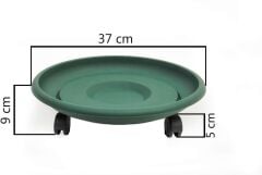 Omnipazar SO- Tekerlekli Saksı Tabağı Yeşil 3 Boy