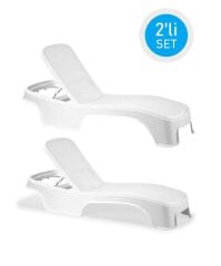 Omnipazar SY-2536 Beyaz Brezza Royal Rattan Lüks Şezlong 2'li Set