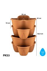 Omnipazar SO-PKS3 Pamukkale Dekoratif Saksı Çilek Saksı 4'lü Set 12.5 Litre Kiremit No 3