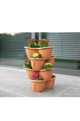 Omnipazar SO-PKS3 Pamukkale Dekoratif Saksı Çilek Saksı 4'lü Set 12.5 Litre Kiremit No 3