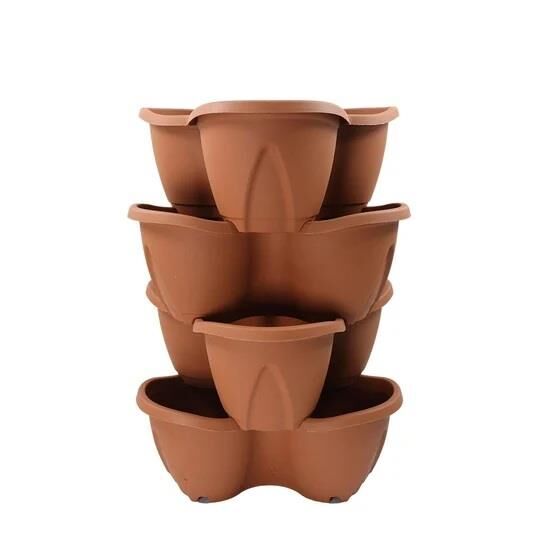 Omnipazar SO-PKS3 Pamukkale Dekoratif Saksı Çilek Saksı 4'lü Set 12.5 Litre Kiremit No 3