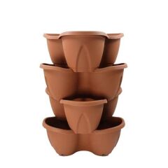 Omnipazar SO-PKS3 Pamukkale Dekoratif Saksı Çilek Saksı 4'lü Set 12.5 Litre Kiremit No 3