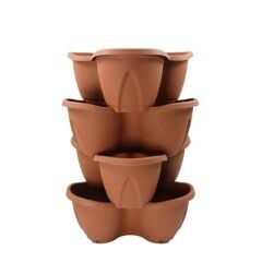Omnipazar SO-PKS3 Pamukkale Dekoratif Saksı Çilek Saksı 4'lü Set 12.5 Litre Kiremit No 3
