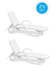 Omnipazar SY-2535 Beyaz Lüks Plaj Havuz Kollu Şezlong