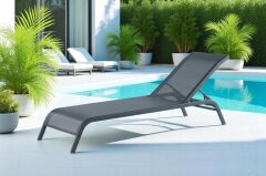 Omnipazar SY-2532 Brezza Fileli Alüminyum Lüks Şezlong Antrasit 2'li Set
