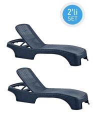 Omnipazar SY-2536 Antrasit Brezza Royal Lüks Rattan Şezlong 2'li Set