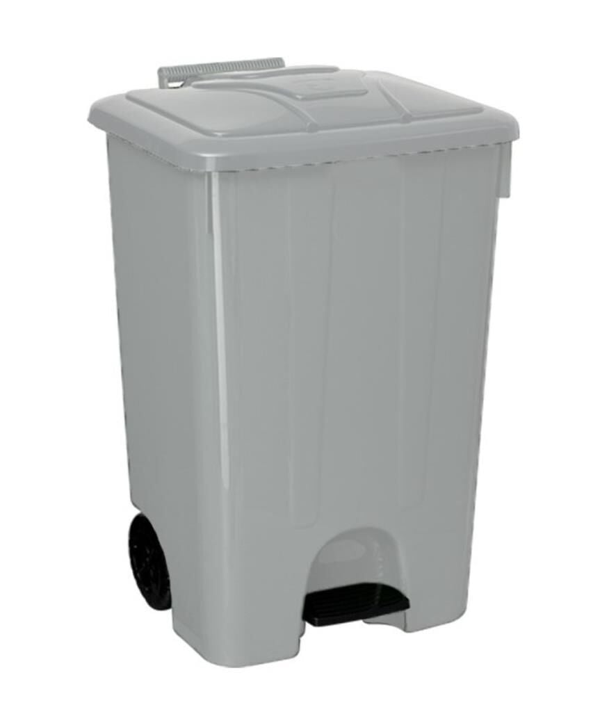 Omnipazar SY-4265 Gri 85 lt Köşeli Pedallı Tekerlekli Çöp Kovası
